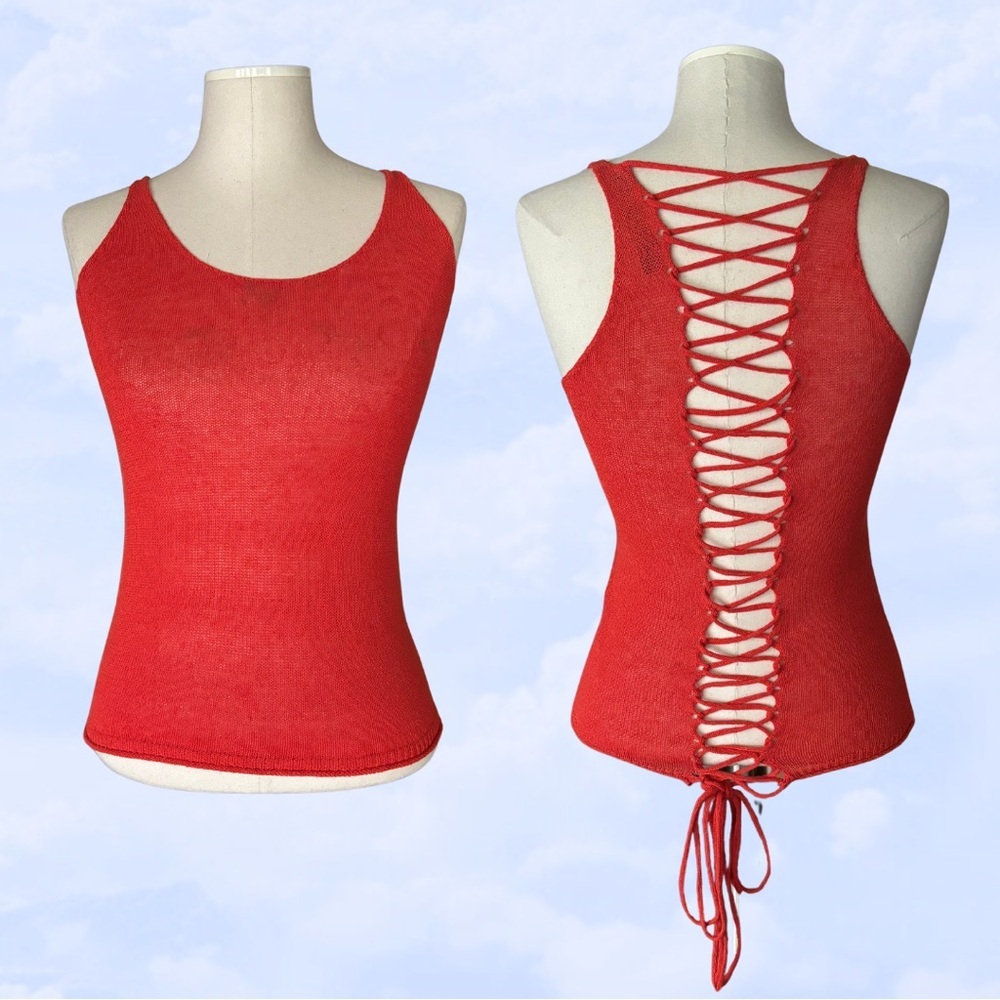 SOMETHING ELSE Sale! by Natalie Wood lace up tank top sleeveless sweater size 0